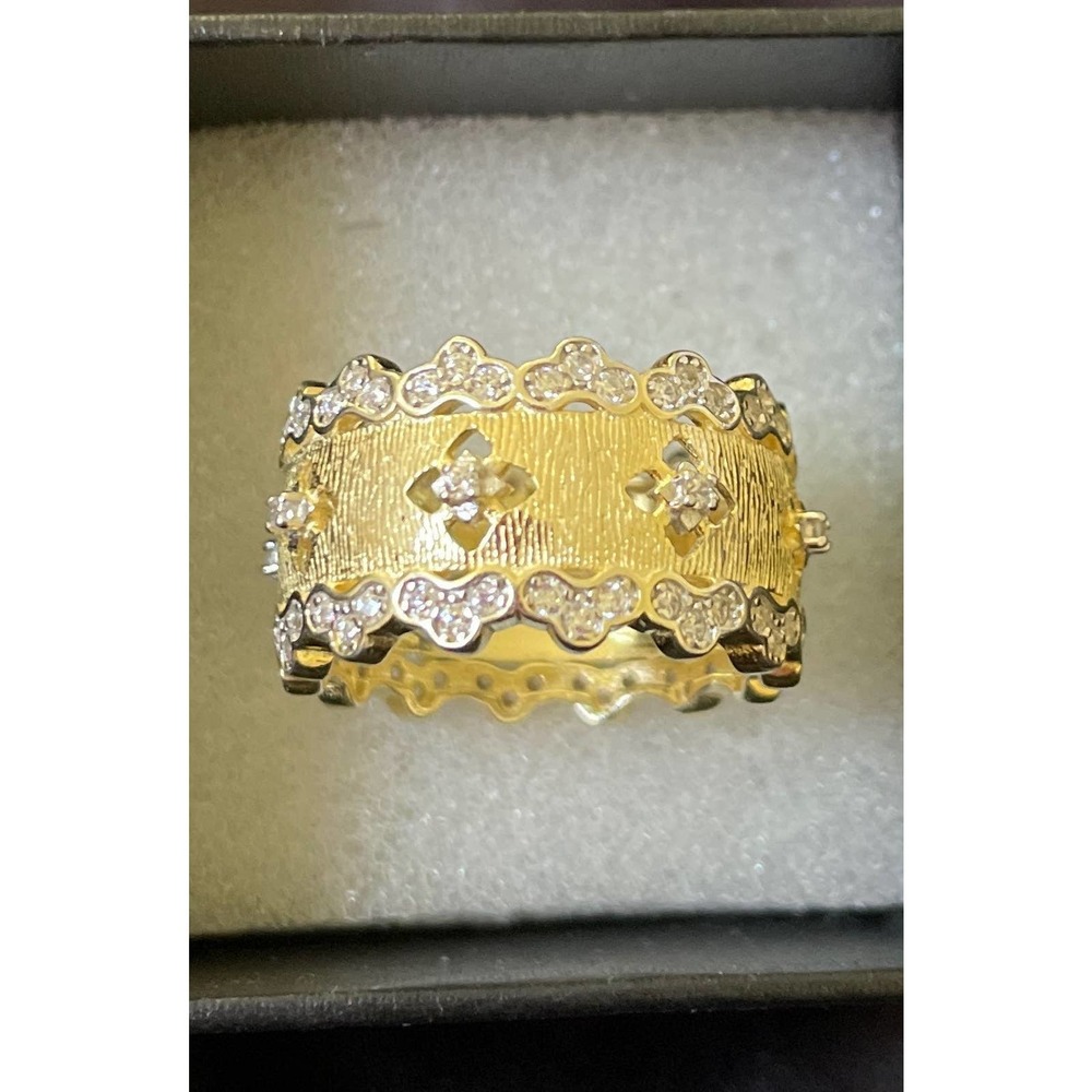 Gold Over Sterling CZ Band Ring NEW